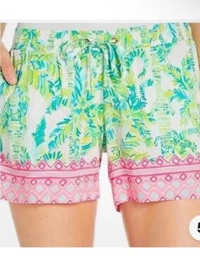 LILLY PULITZER Tropical Print Drawstring Shorts - Pink Trim!!! XS